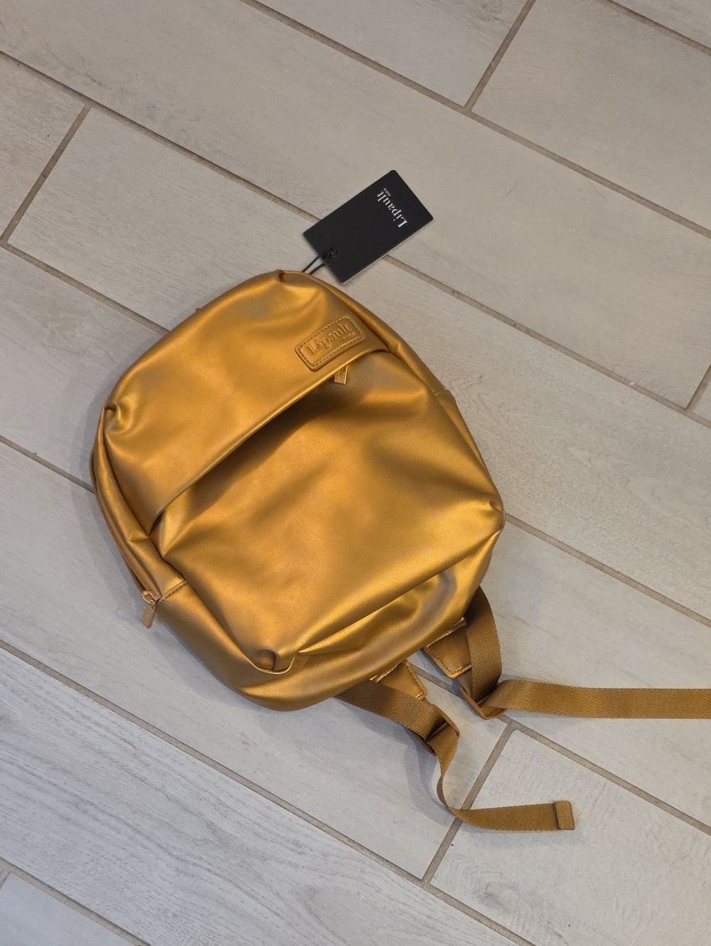 Lipault Paris Miss Plume XS backpack features a distinct metallic Gold - Picture 2 of 5